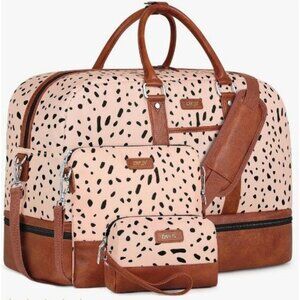 IBFUN 3-Piece Travel Luggage Set With Dalmatian Print & Tan Accents